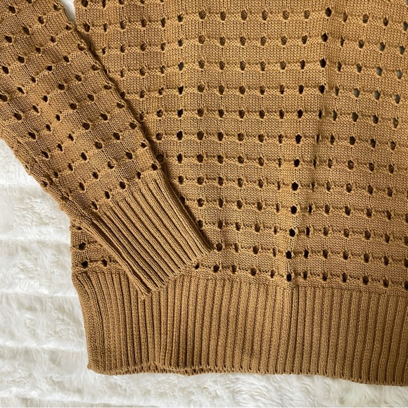 Joie Brown Eyelet Knit Collared Sweater Sz S - Picture 7 of 8